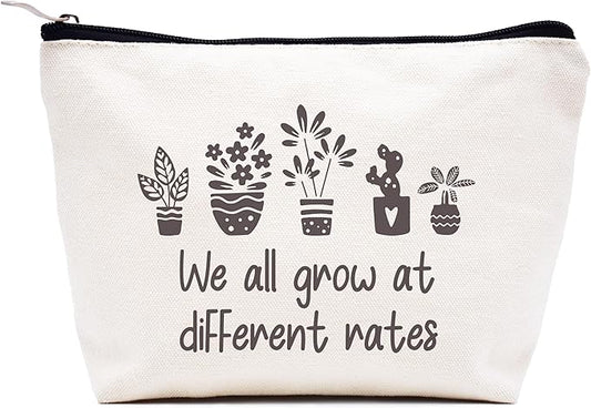 Birthday Christmas Gifts Funny Inspirational Quotes Gifts Affirmations Educational Present Positive Motivational Encouragement Present Makeup Cosmetic Bag Travel Pouch We All Grow at Different Rates
