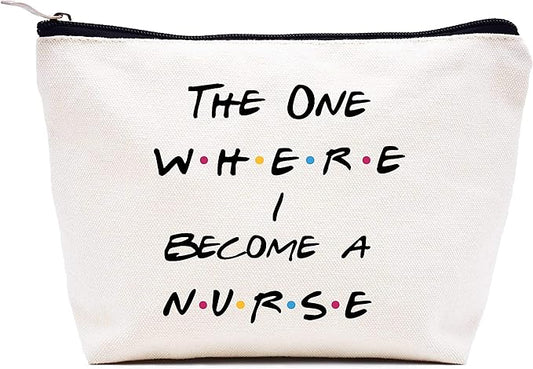 LIBIHUA Makeup Bag Cosmetic Bag Birthday Graduation Christmas Gift Registered Nursing Graduation Present Soon to Be Nurse Graduation Present for Medical Student the One Where I Become A Nurse