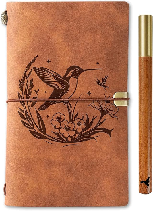 Hummingbird Gifts for Women & Hummingbird Lovers, Journal Notebook with Pen, Refillable Sketchbook, Travel Diary, Lined Planner, 7x5 Inches