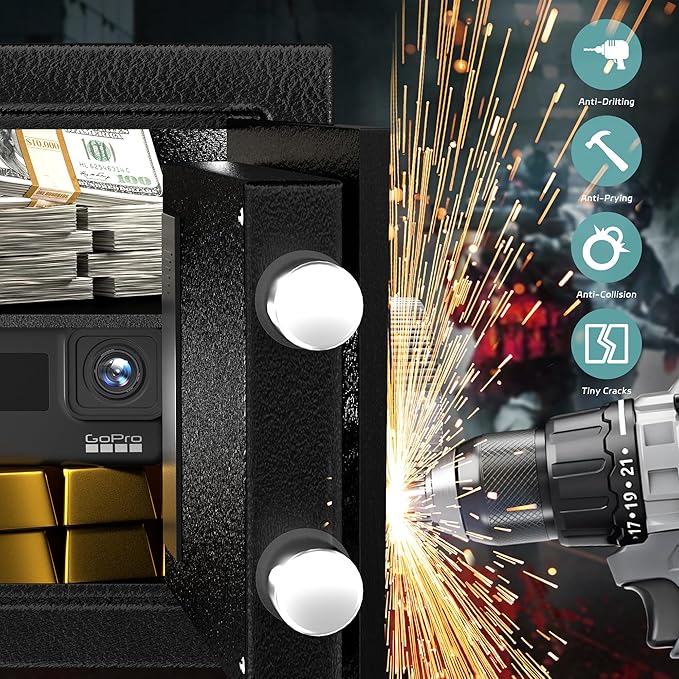 Safe,0.8 Cubic Feet Safe Box,Anti-Theft Digital Security Lock Box with Electronic Keypad and Key, Fire Proof Safes for Home Documents Firearm Medicine Money Valuables,13.8"W x 9.8"D x 9.8"H