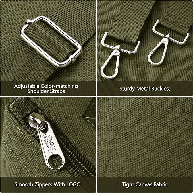 Fancy Forest Work Tote Bags for Women With Compartments, Large Canvas Crossbody Purse with Zipper for College, Travel, Bible