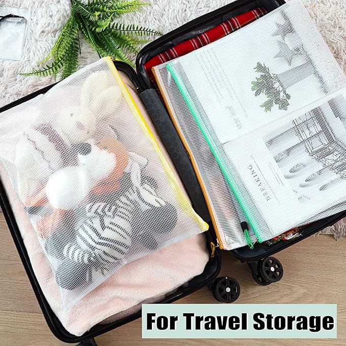 EOOUT 36pcs Mesh Zipper Pouches for Organizing, Zipper Bags, 16x11 Inches Large Puzzle Bags, 12 Colors Storage Bag Zipper File Bags for Office Supplies