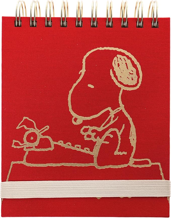 Peanuts Jotter by Graphique Luxe Collection, Fabric-Wrapped Hardcover Spiral Notebook, Gold Foil Embossing, 125 Pages