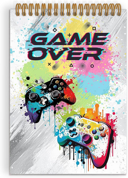 Gamer over Top Spiral Notebook, Kids Gaming Notebook Journal, Gaming Gifts for Gamers Boys, Game Notebooks for School Work, Kids Gaming Office Supplies Gifts for Boys Men Colleagues, 5.5x8.3Inch