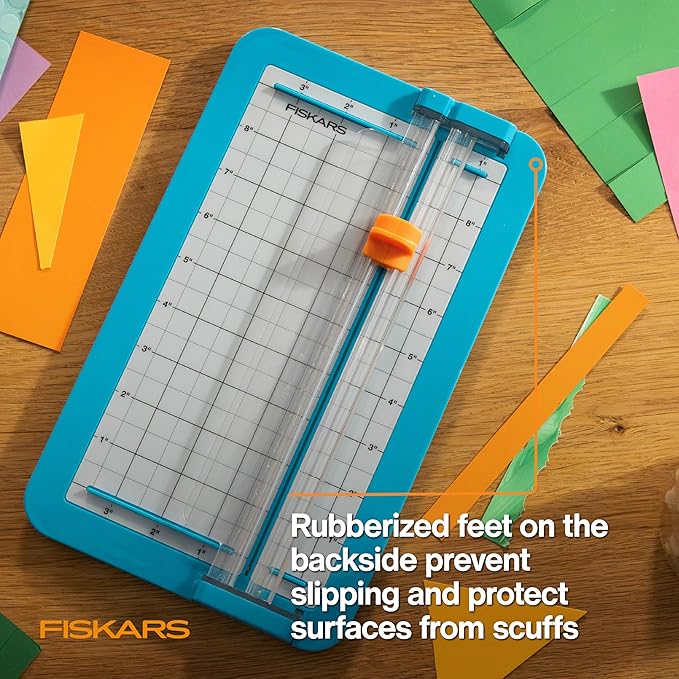 Fiskars Kids Junior Paper Trimmer – Turquoise Safe and Easy Paper Cutter for Crafting and School Projects 7 x 11.5 Inches