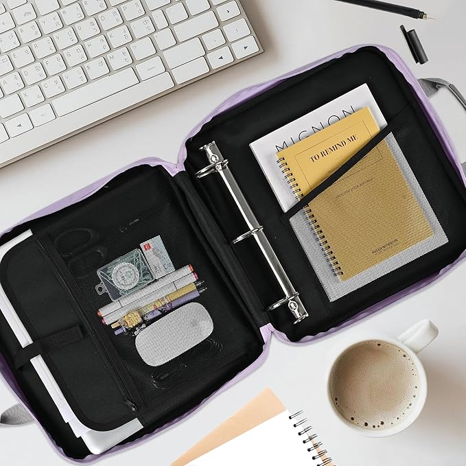 Zipper Binder with Strap - 2 Inch 3-Ring Trapper Keeper - 500-Sheet Capacity - Multi-Pocket Organizer Binder for School and Office (Purple)