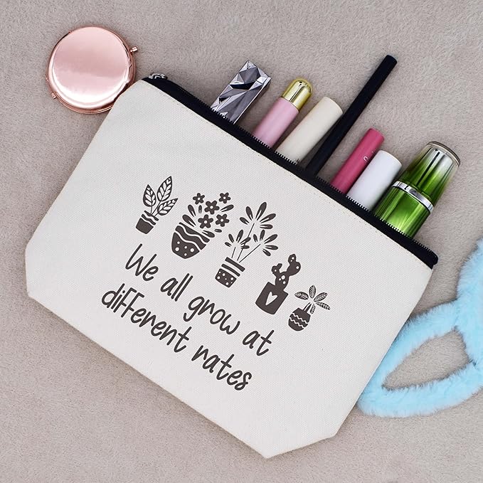 Birthday Christmas Gifts Funny Inspirational Quotes Gifts Affirmations Educational Present Positive Motivational Encouragement Present Makeup Cosmetic Bag Travel Pouch We All Grow at Different Rates