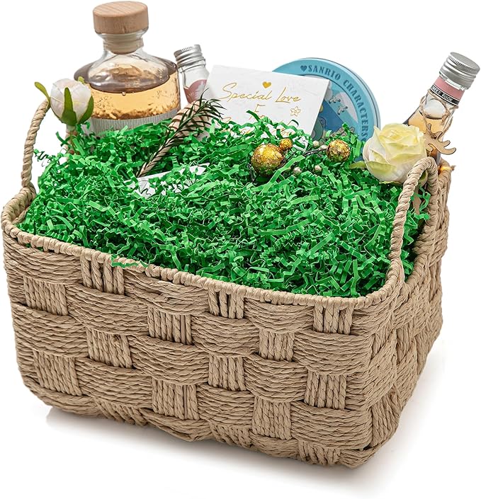 Mefleet 2 LB Crinkle Cut Paper Shred Filler Green Crinkle Shredded Paper for Gift Box - Gift Basket Bag Filler - Grass Cushion Stuffing for Christmas Holiday Packaging Wrapping