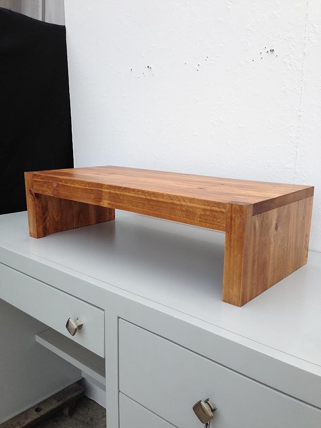 Ideas to Home Computer Monitor Riser Solid Albus Wood (21" W x 10" D x 5" H, Medium)