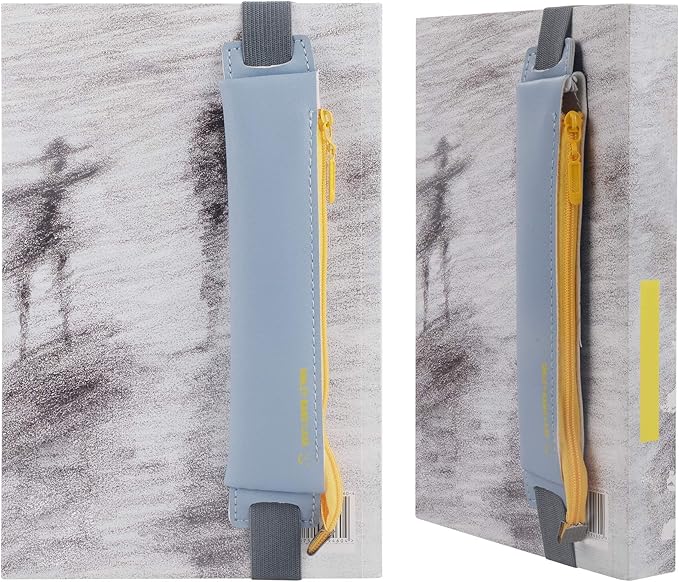 LuFOX 2-Pack PU Leather Pen Pencil Pocket Case Sleeve Holder Pouch with Elastic Band for Book Notebook Bible (Pink and Blue)