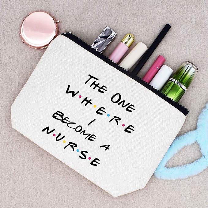 LIBIHUA Makeup Bag Cosmetic Bag Birthday Graduation Christmas Gift Registered Nursing Graduation Present Soon to Be Nurse Graduation Present for Medical Student the One Where I Become A Nurse